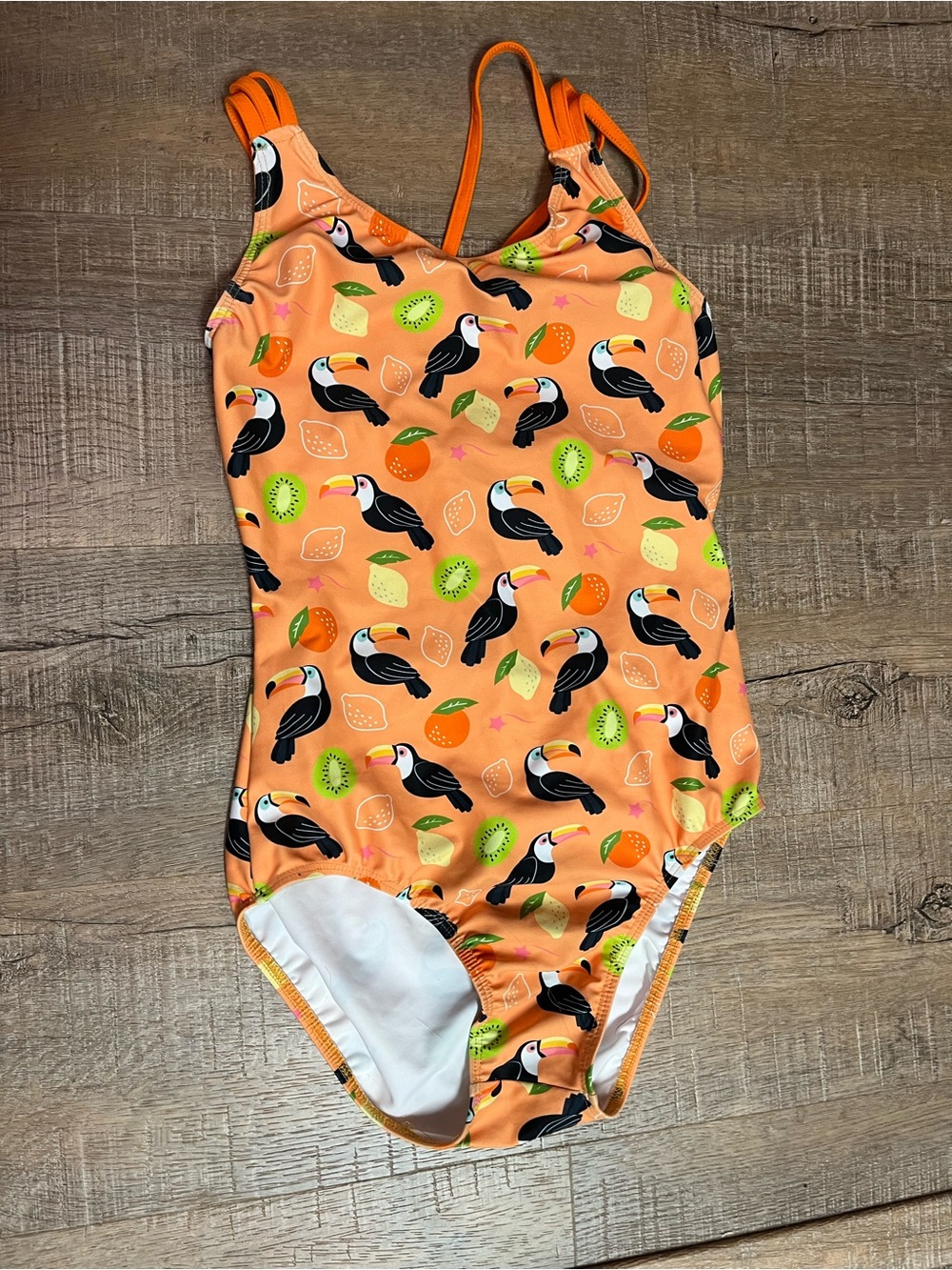 Women’s Orange Toucan Print One-Piece leotard
